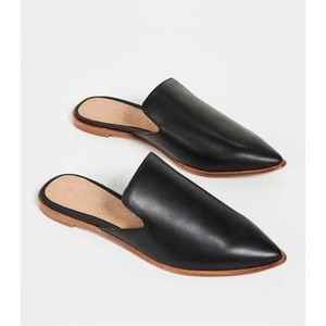 Madewell • The Gemma Mule black leather loafer pointed toe slides slip on